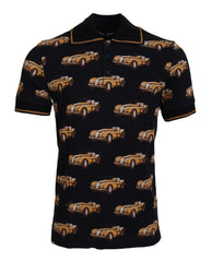 Dolce & Gabbana Elegant Car Print Polo T-Shirt in Black