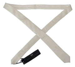 Daniele Alessandrini Off White Silk Men Necktie Adjustable Accessory Tie