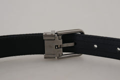 Dolce & Gabbana Elegant Blue Jacquard Leather Belt