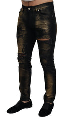 Dolce & Gabbana Elegant Black Gold Dust Jeans