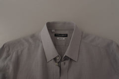 Dolce & Gabbana Elegant Grey Slim Fit Linen Shirt