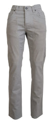 Jeckerson Elegant Gray Cotton Blend Pants