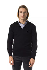 Uominitaliani Black Merino Wool Men Sweater