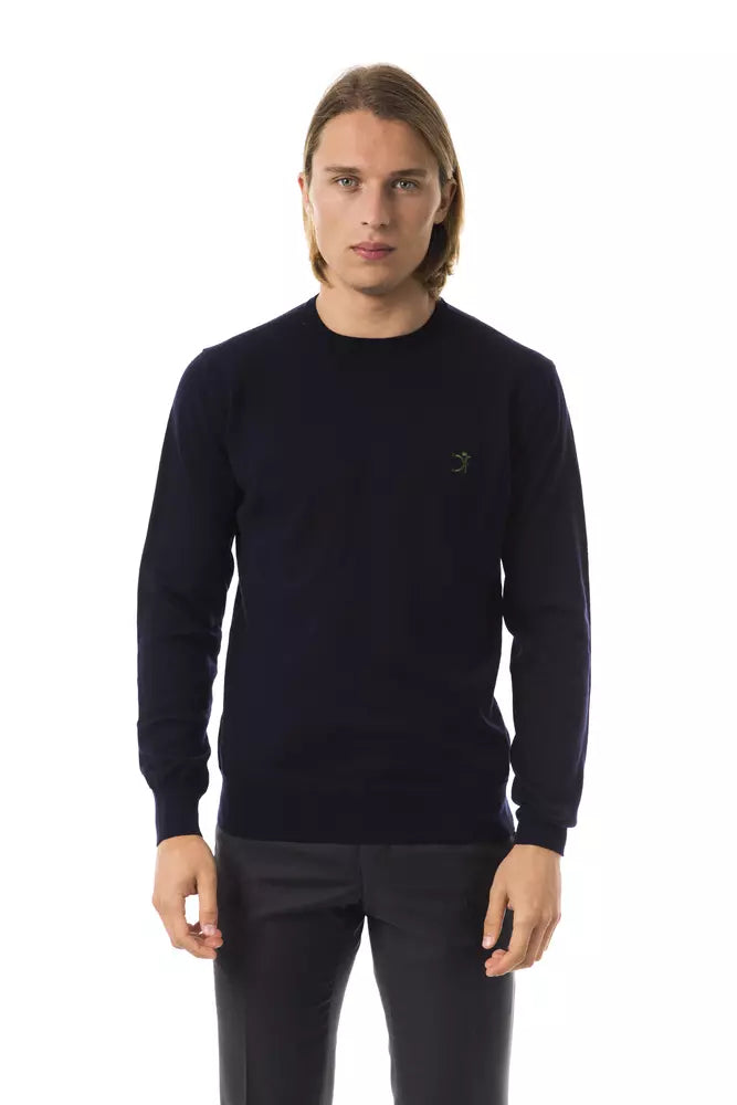 Uominitaliani Blue Merino Wool Men Sweater