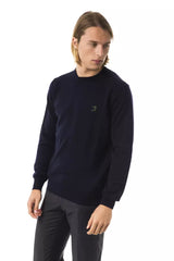 Uominitaliani Blue Merino Wool Men Sweater