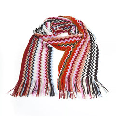 Missoni Geometric Pattern Fringed Scarf in Vibrant Tones