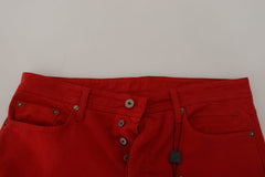 Dolce & Gabbana Red Cotton Straight Fit Men Denim Jeans