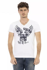 Trussardi Action White Cotton Men's V-Neck T-Shirt