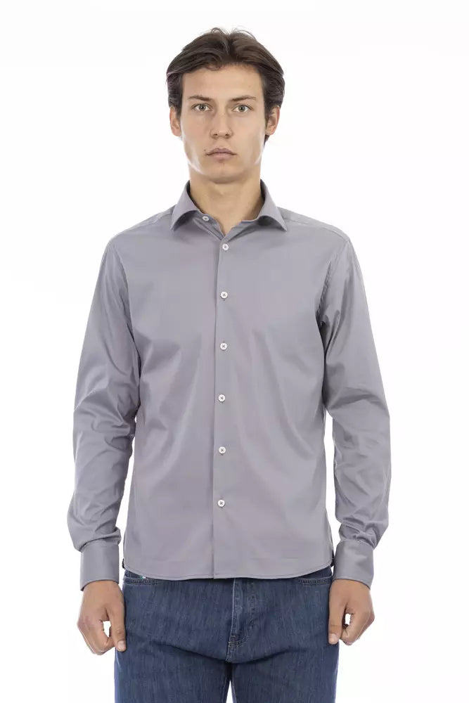 Baldinini Trend Gray Cotton Men Shirt