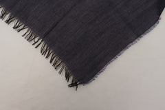 GF Ferre Dark Blue Wool Neck Wrap Shawl Fringes Scarf