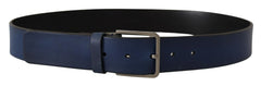 Dolce & Gabbana Elegant Blue Leather Belt with Silver Buckle