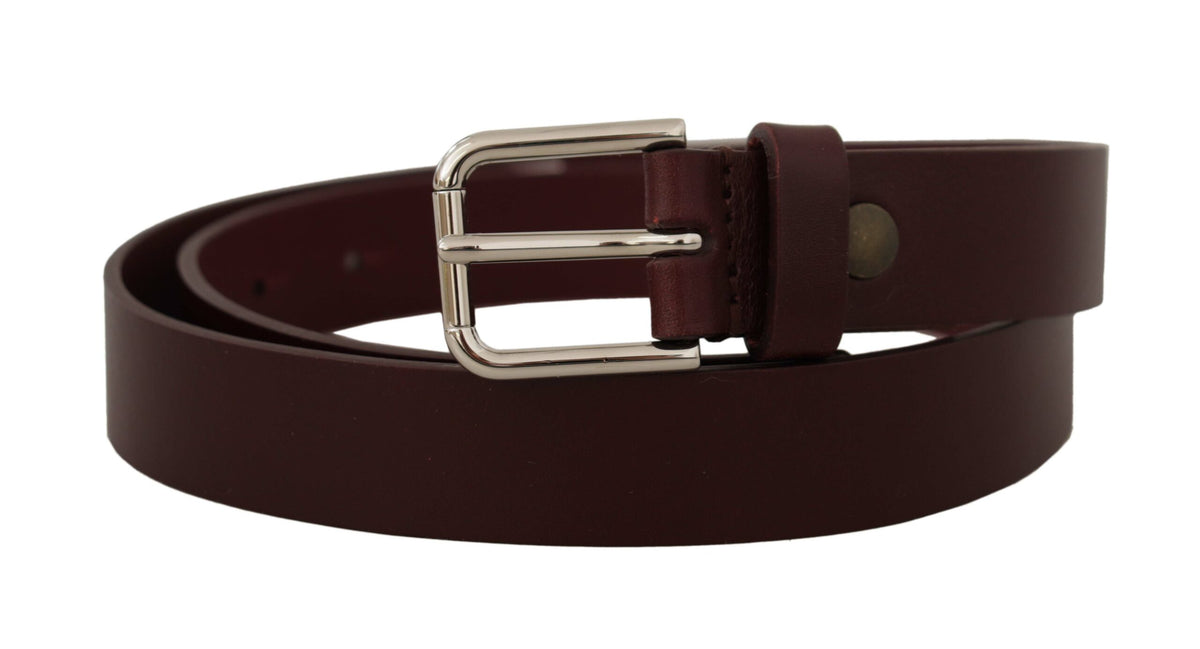 Dolce & Gabbana Elegant Maroon Leather Belt with Logo Buckle