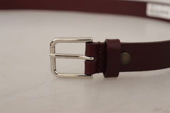 Dolce & Gabbana Elegant Maroon Leather Belt with Logo Buckle