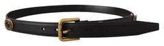 Dolce & Gabbana Elegant Black Leather Logo Belt