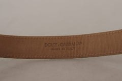 Dolce & Gabbana Elegant Light Blue Leather Belt with Gold Buckle