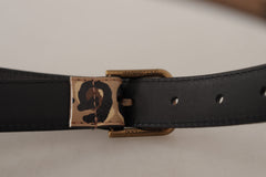 Dolce & Gabbana Elegant Leather Engraved Buckle Belt