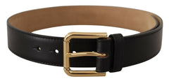 Dolce & Gabbana Elegant Leather Belt with Logo Buckle