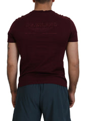 Dolce & Gabbana Maroon Printed Short Sleeves Men T-shirt