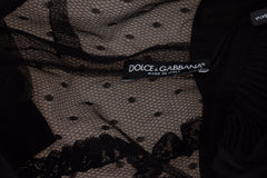 Dolce & Gabbana Black Lace Trim A-line Mini Nylon Dress