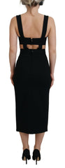 Dolce & Gabbana Black Viscose Bodycon Sheath Midi Dress