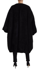 Dolce & Gabbana Black Cashmere Blend Faux Fur Coat Jacket