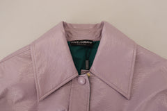 Dolce & Gabbana Purple Cotton Button Down Cropped Jacket