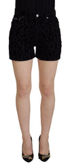 Dolce & Gabbana Black Denim Cotton Stretch Hot Pants Shorts
