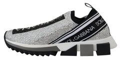 Dolce & Gabbana Silver Rhinestones Sorrento Sneakers Shoes