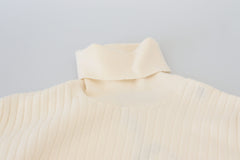 Dolce & Gabbana Ivory Turtleneck Distressed Cuff Pullover Sweater