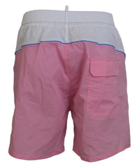 Dsquared² Chic White & Pink Print Swim Shorts