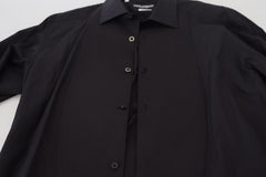 Dolce & Gabbana Black GOLD Cotton Collared Long Sleeve Shirt