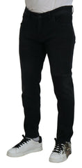 Dolce & Gabbana Black Angel Embroidery Skinny Denim Jeans