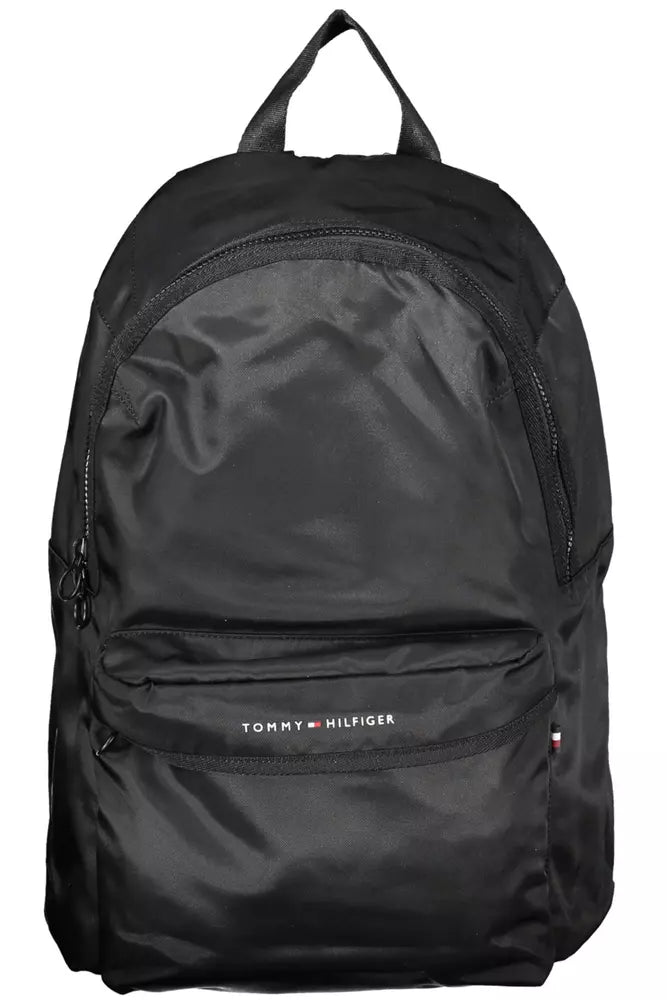 Tommy Hilfiger Black Polyester Men Backpack