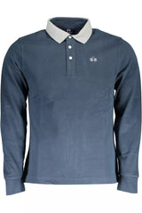 La Martina Blue Cotton Men Polo Shirt