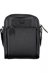 La Martina Black Leather Men Shoulder Bag