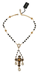 Dolce & Gabbana Elegant Crystal Cross Charm Necklace