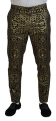 Dolce & Gabbana Black Gold Jacquard Dress Trouser Pants