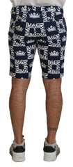 Dolce & Gabbana Blue Logo Print Cotton Chinos Shorts