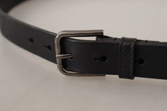 Dolce & Gabbana Elegant Black Leather Belt with Metal Buckle