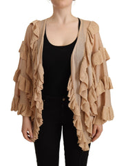 Aniye By Chic Beige Long Sleeve Open Front Cardigan