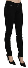 Costume National Black Sequined Mid Waist Slim Fit Denim Jeans