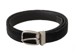 Dolce & Gabbana Elegant Velvet Designer Belt with Logo Engraved Buckle