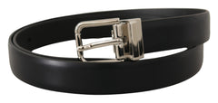 Dolce & Gabbana Elegant Black Leather Belt with Metal Buckle