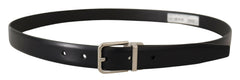 Dolce & Gabbana Elegant Black Leather Belt with Metal Buckle