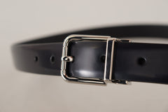 Dolce & Gabbana Elegant Black Leather Belt with Metal Buckle