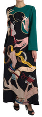 Dolce & Gabbana Multicolor Long Sleeves A-line Maxi Dress