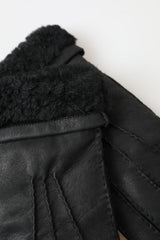 Dolce & Gabbana Elegant Black Leather Winter Gloves