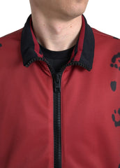 Dolce & Gabbana Red Leopard Polyester Bomber Full Zip  Jacket