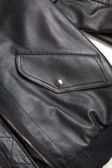 Dolce & Gabbana Black Leather Blouson Full Zip Bomber Jacket