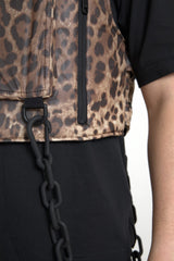 Dolce & Gabbana Brown Leopard Silk Sleeveless Sportswear
